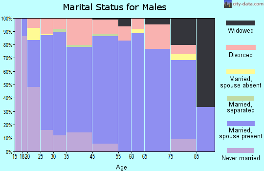 Jones Creek marital status for males