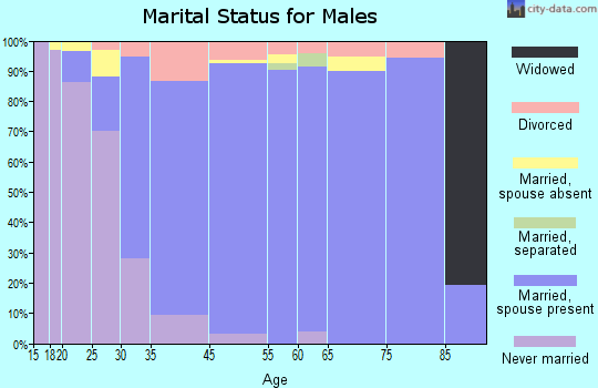 Little Cottonwood Creek Valley marital status for males
