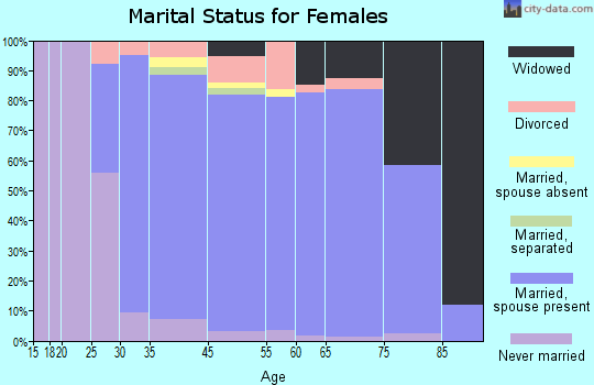 Southern Shores marital status for females