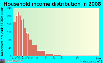 Texas County household income distribution in 2008
