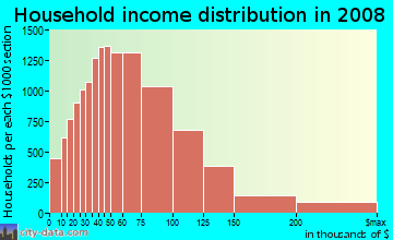 Williamson County household income distribution in 2008