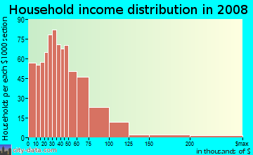 Union County household income distribution in 2008