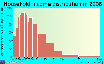 Muscatine County household income distribution in 2008