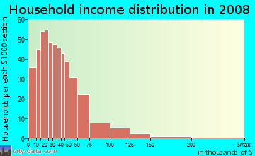 Wayne County household income distribution in 2008