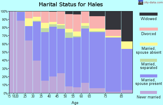 Pender County marital status for males
