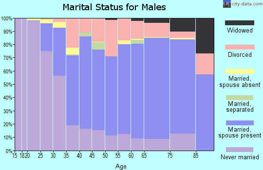 Addison County marital status for males