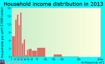 Woodville household income distribution