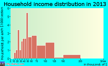 Twin Oaks household income distribution