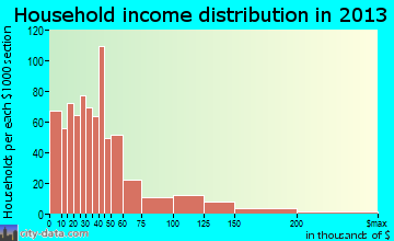 Branson household income distribution