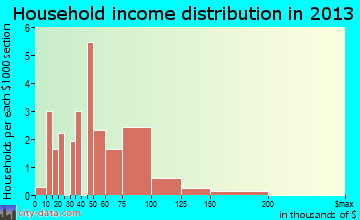 Rising City household income distribution