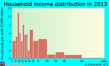 Bloomfield household income distribution