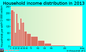 New Bern household income distribution