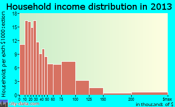 Bottineau household income distribution