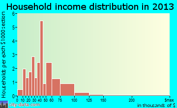 Fredericksburg household income distribution