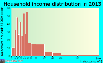Seaside household income distribution