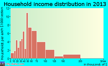 Bloomfield household income distribution
