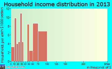 Fredericksburg household income distribution