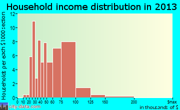 Worthing household income distribution