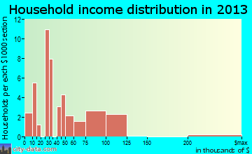 Cushing household income distribution