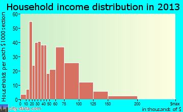 Roanoke household income distribution