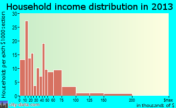Woodville household income distribution