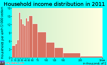 Thetford household income distribution