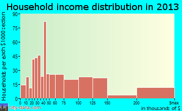 Bridgeport household income distribution