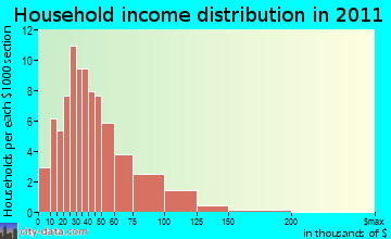 Woodville household income distribution