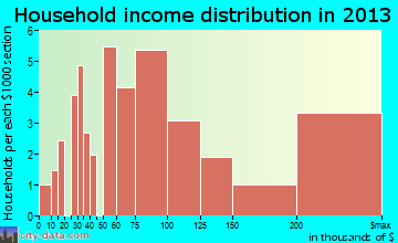 Georgetown household income distribution