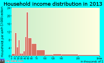 Woodbury Center household income distribution