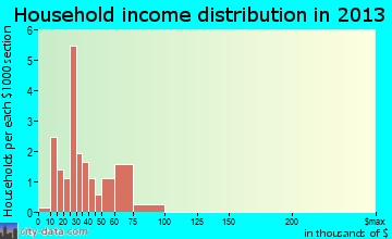 Denton household income distribution