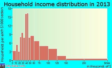 Roanoke household income distribution