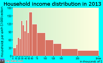 Woodridge household income distribution