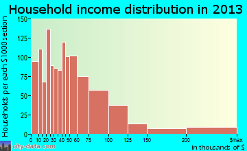 Woodstock household income distribution