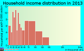 Roanoke household income distribution
