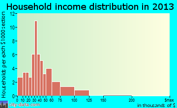 Shirley household income distribution