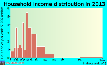 Worthington household income distribution