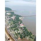 Aerial view of downtown Tappahannock, looking north