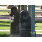 Merino: Rams Statues at entrance to Town Park Pavilion