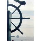 Gloucester: Man At The Wheel Monument and schooner in Background
