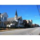Americus: Presbyterian Church and Old Carnegie Library, South Jackson St, downtown Americus