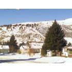 Soda Springs: Snow on the beautiful S hill in Soda Springs