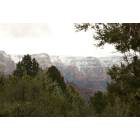 Sedona: : Winter Scene looking toward Schnebly Hill with Snoopy rock in middle of pic