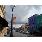 Conyers: A view of the more colorful east-facing storefronts on Commercial Street in historic 