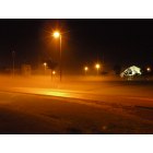 Orchard Park: The Ralph Wilson Stadium & Fieldhouse through fog on the Erie Community College Campus