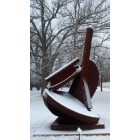 Buffalo: : sculpture at Albright Knox Art Museum on snowy morn