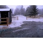 Reisterstown: Another shed View in Winter 2011. Paddock Fencing typical of the areas outside of town.