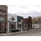 store fronts along main street in downtown Fairfield, Idaho