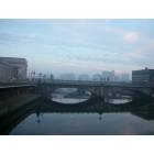 Philadelphia: Market Street bridge seen from Chestnut Street bridge, early morning