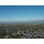 Provo: : Looking west towards Utah Lake. Utah Valley Regional Medical Center and Provo High soccer field forground.